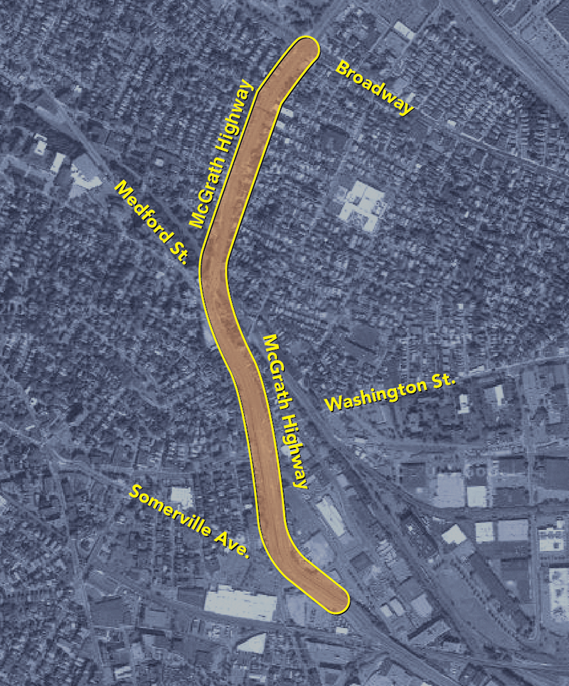 Map of Somerville: McGrath Boulevard Construction Map of Somerville: McGrath Boulevard Construction